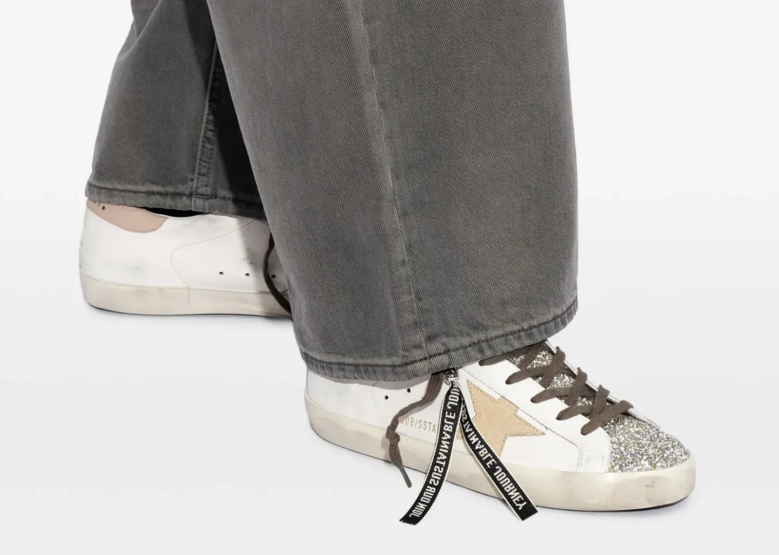 Golden Goose Super-Star White Leather Multicolor Glitter Heel (W) 3