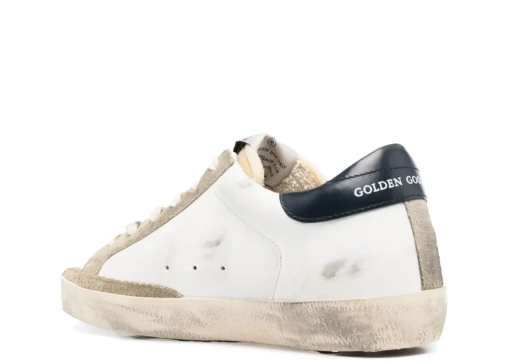 Golden Goose Super-Star White Leather Perforated Star Blue Heel (W) 6