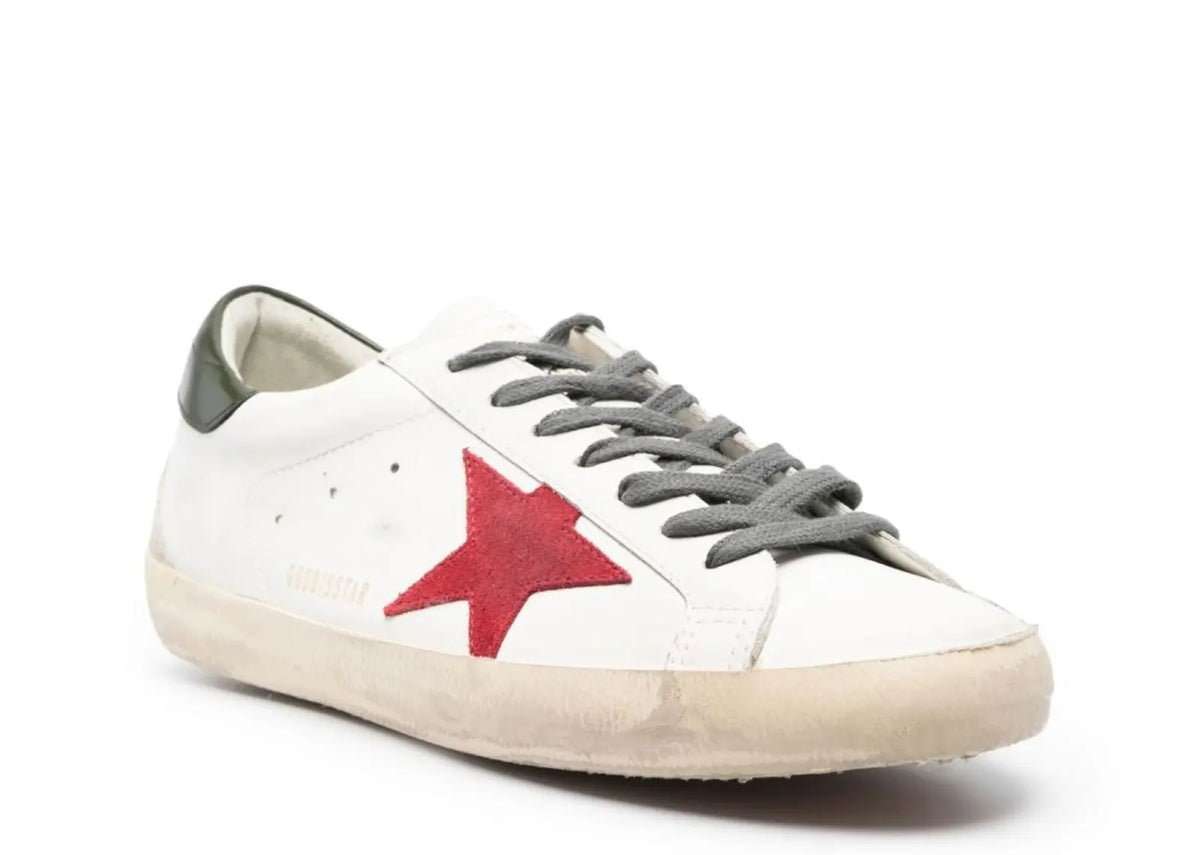 Golden Goose Super-Star White Leather Red Suede Star Green Heel 2