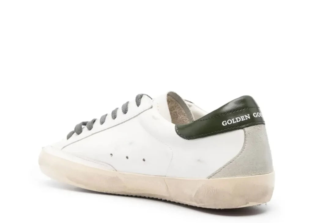Golden Goose Super-Star White Leather Red Suede Star Green Heel 6