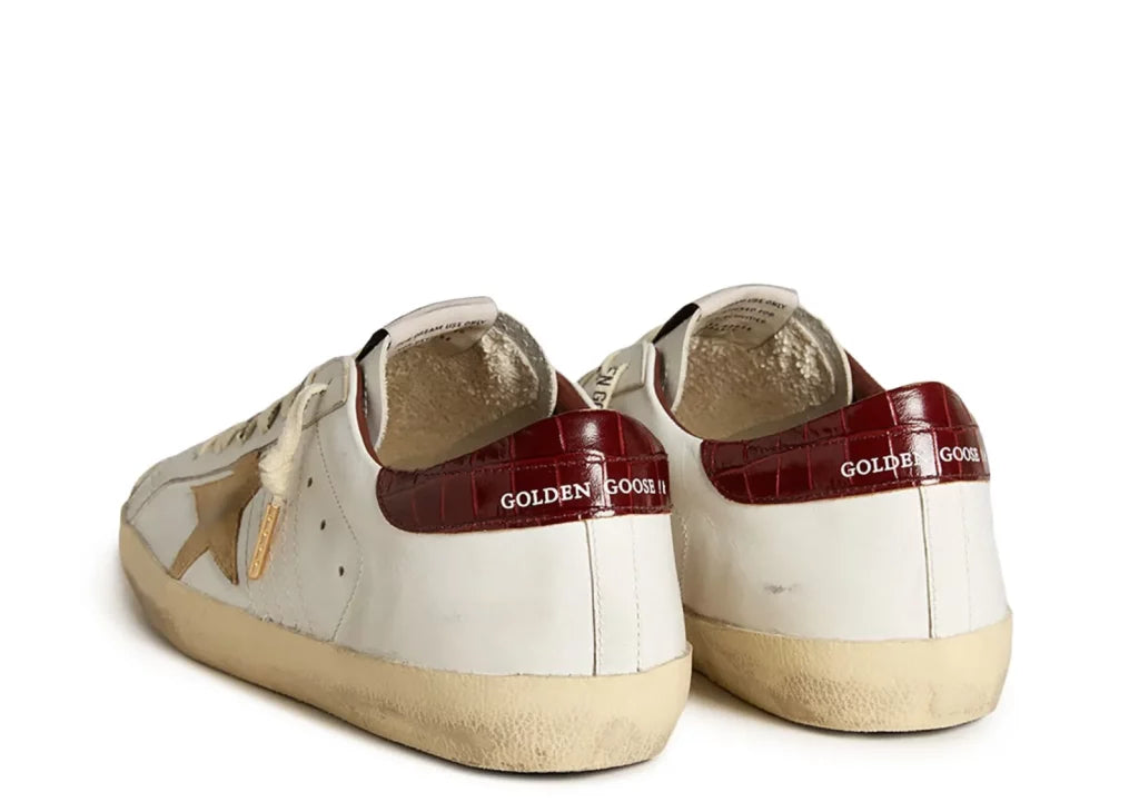 Golden Goose Super-Star White Leather Sand Suede Star Red Croco Heel 6