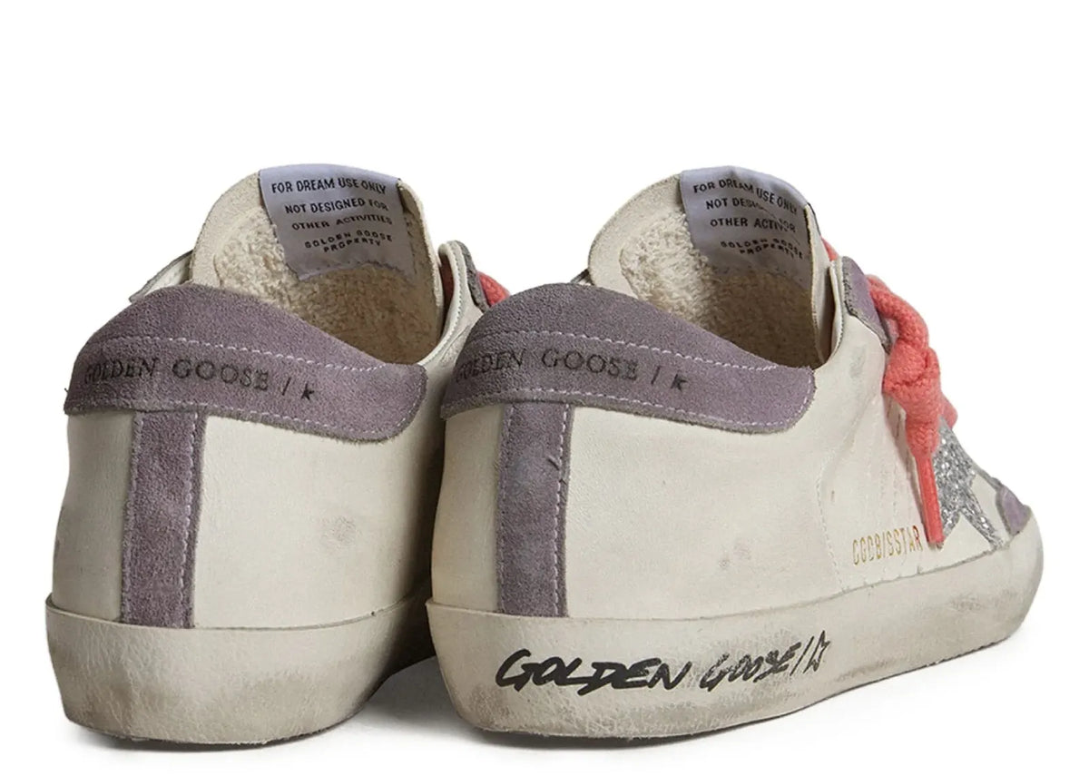 Golden Goose Super-Star White Leather Silver Star Lilac Heel (W) 4