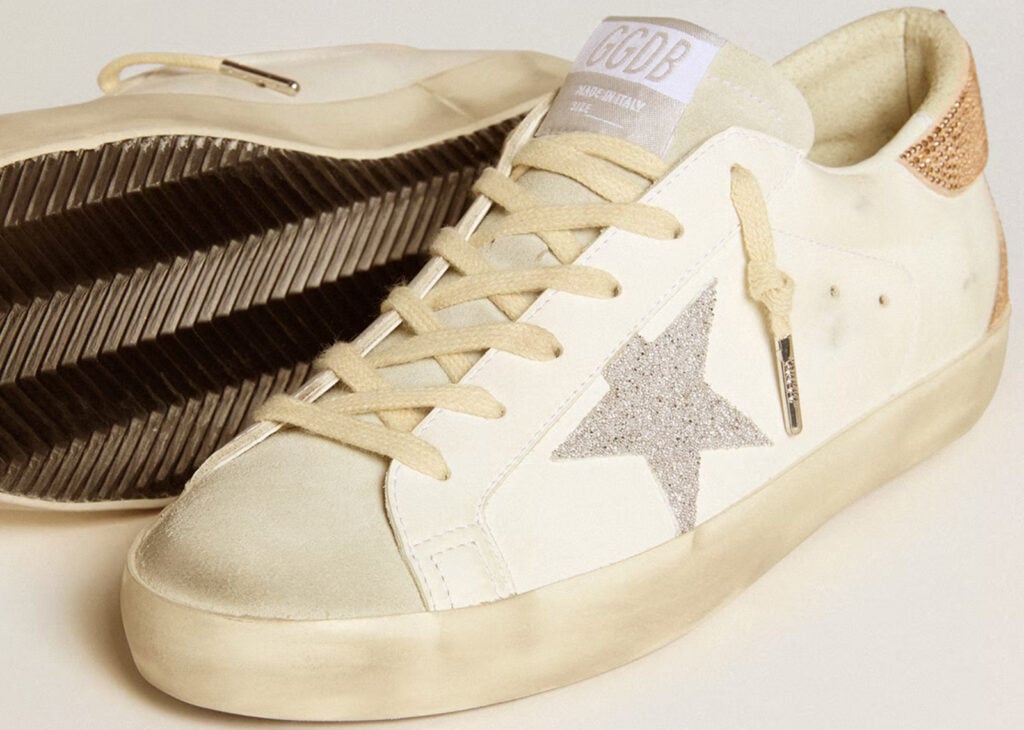 Golden Goose Super-Star White Silver Swarovski Crystal Star (W) 8