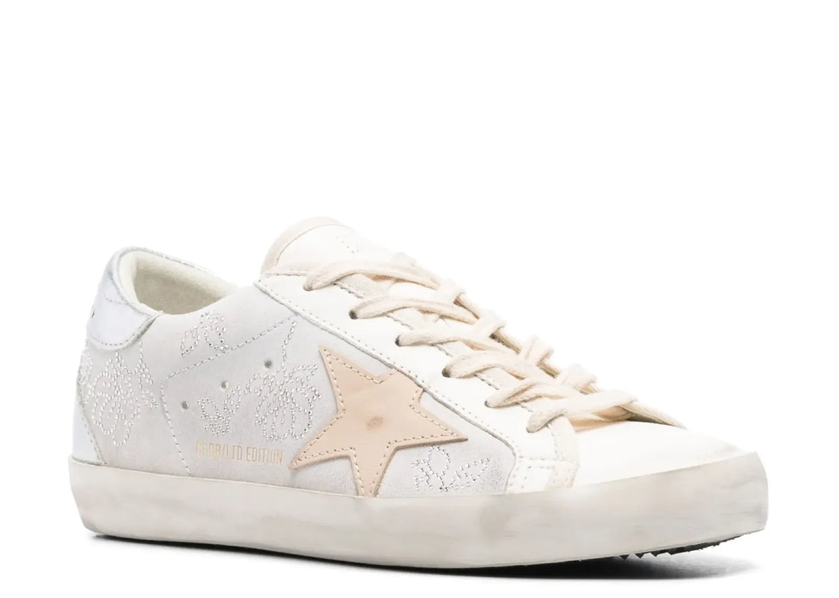 Golden Goose Super-Star White Swarovski Gray Star Silver Heel (W) 2