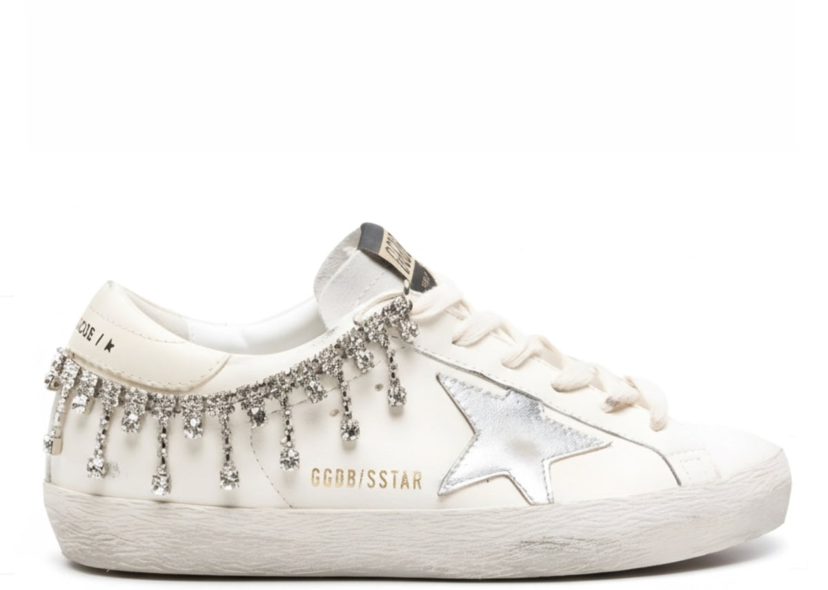 Golden Goose Super-Star Nubuck Ice Gray Suede Star Swarovski Crystals (W)