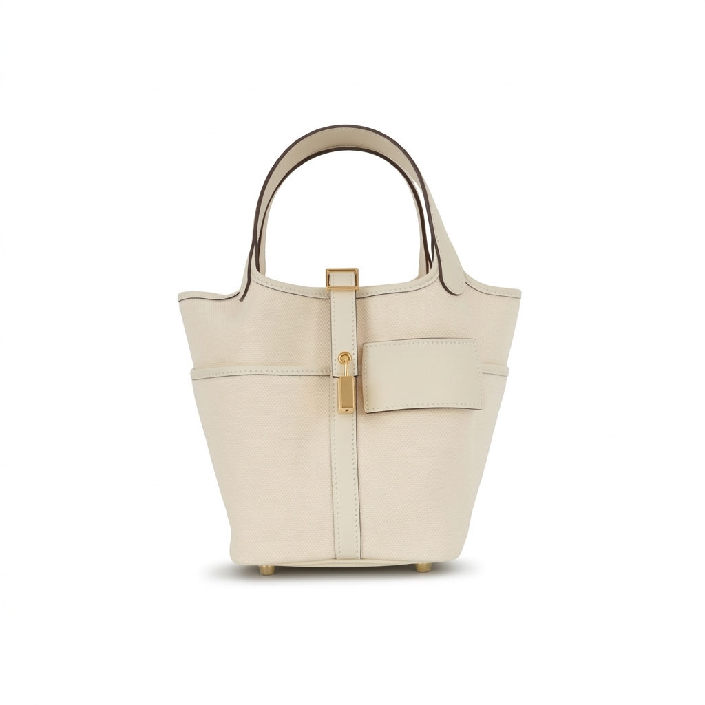 Hermès Picotin 18 Cargo - Lona Cruda / Piel Swift Nata | Herrajes Dorados