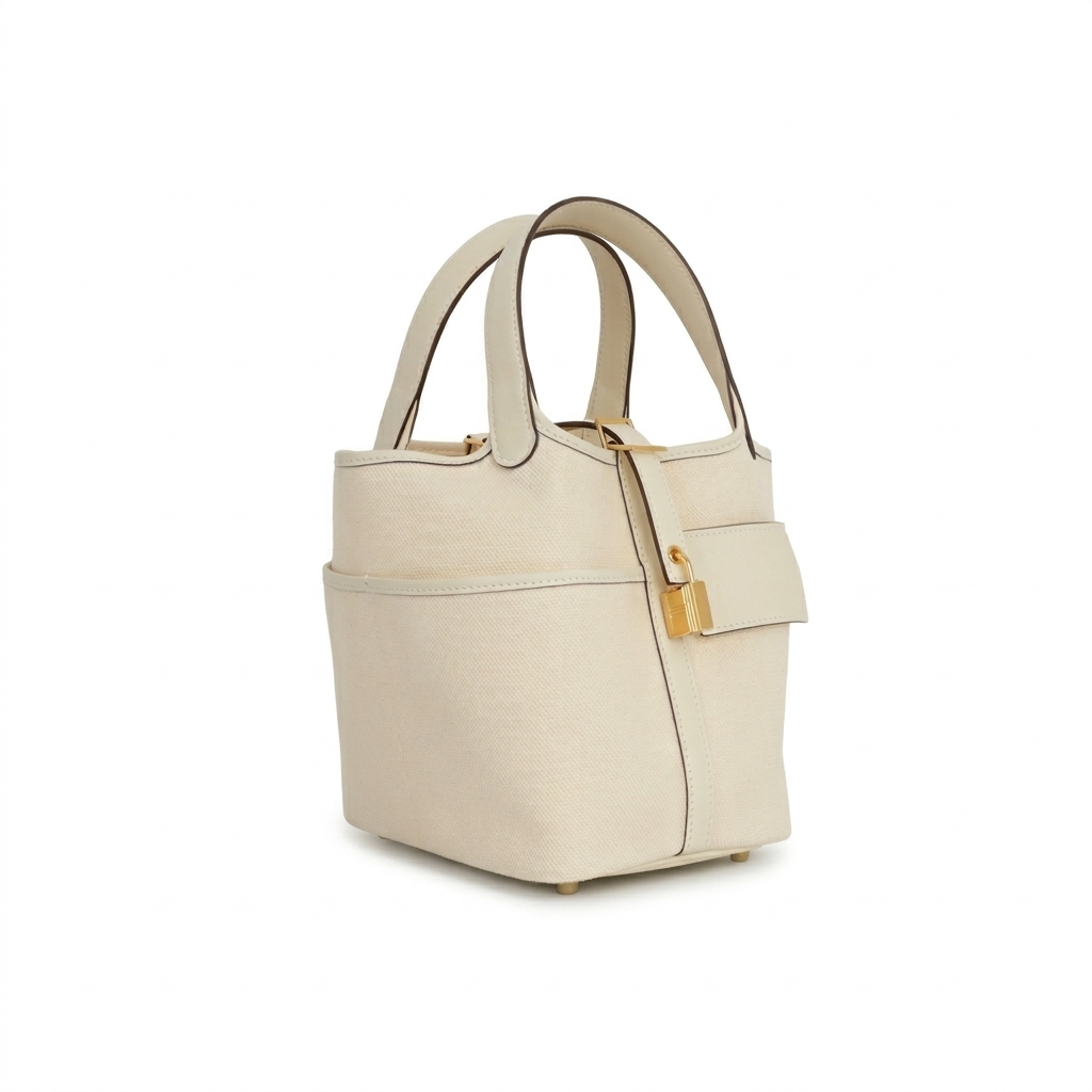 Hermès Picotin 18 Cargo - Lona Cruda / Piel Swift Nata | Herrajes Dorados
