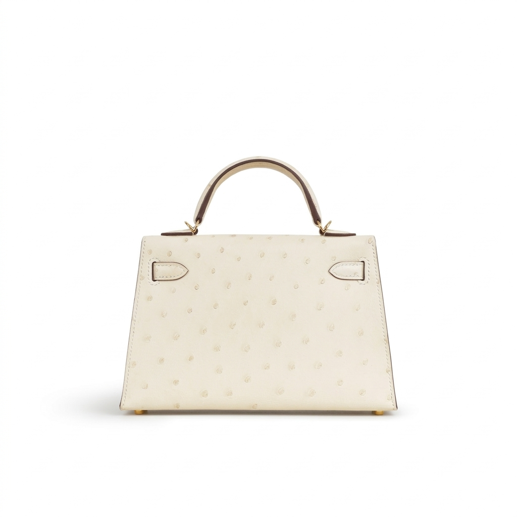 Hermès Mini Kelly - Nata Ostrich | Gold hardware