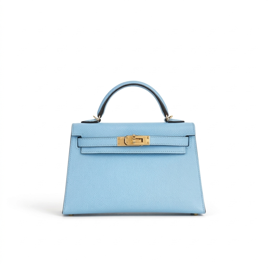 Hermès Mini Kelly 20 - Celeste Epsom | Herrajes Dorados