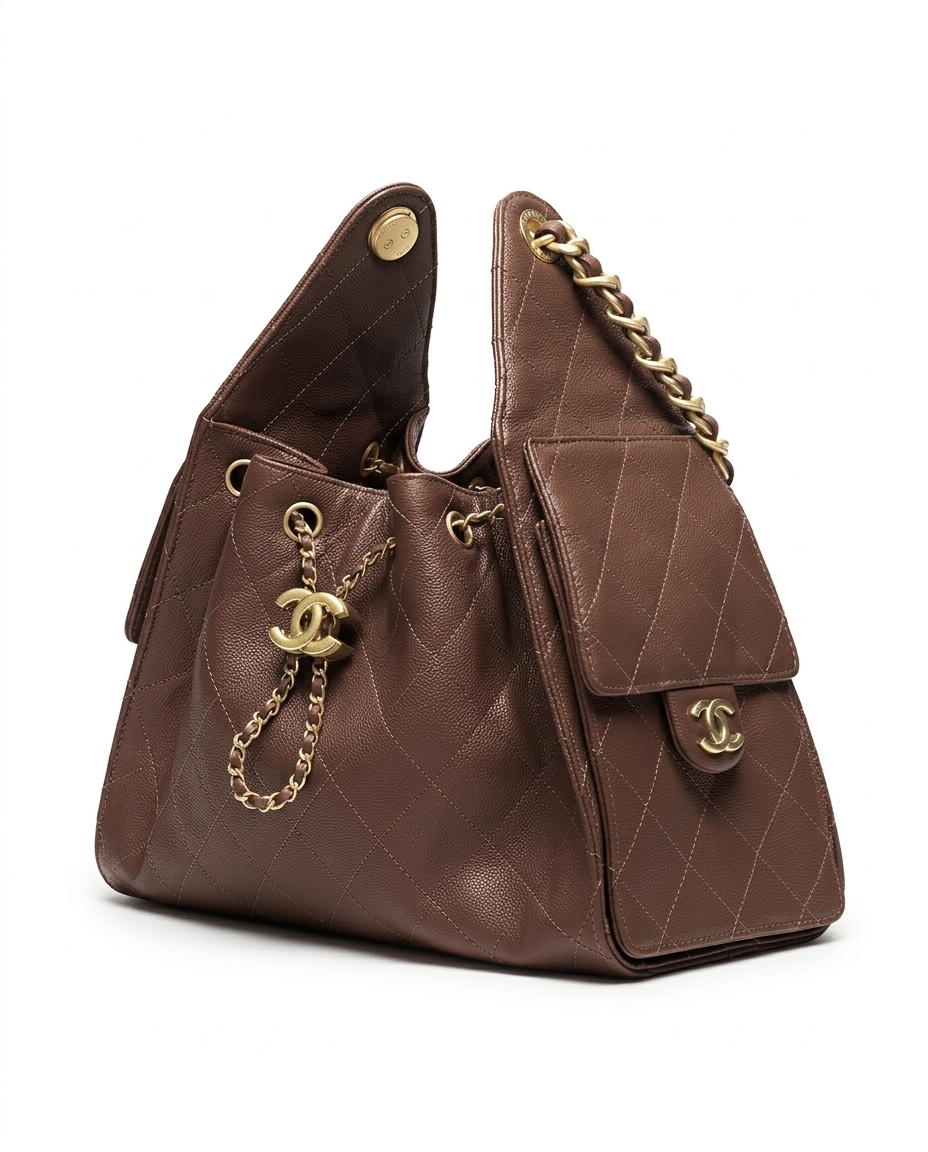 Chanel 25 Small Handbag Grained Calfskin & Gold-Tone Metal Brown