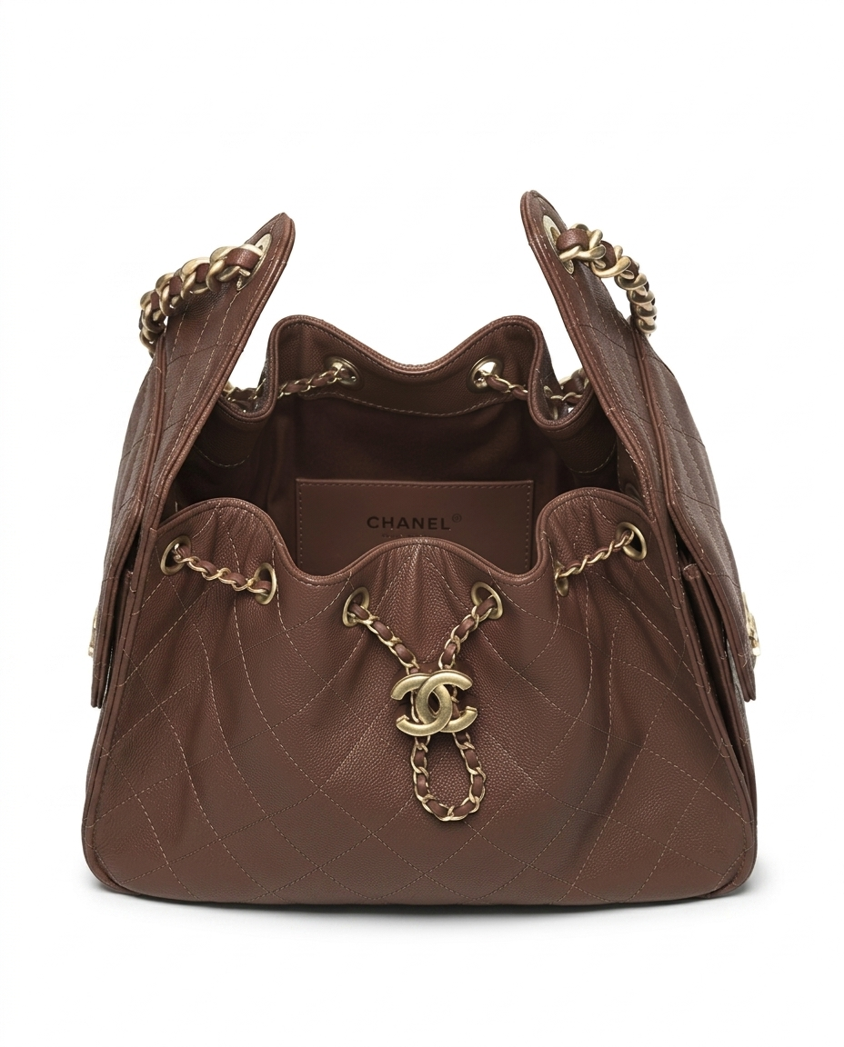 Chanel 25 Small Handbag Grained Calfskin & Gold-Tone Metal Brown