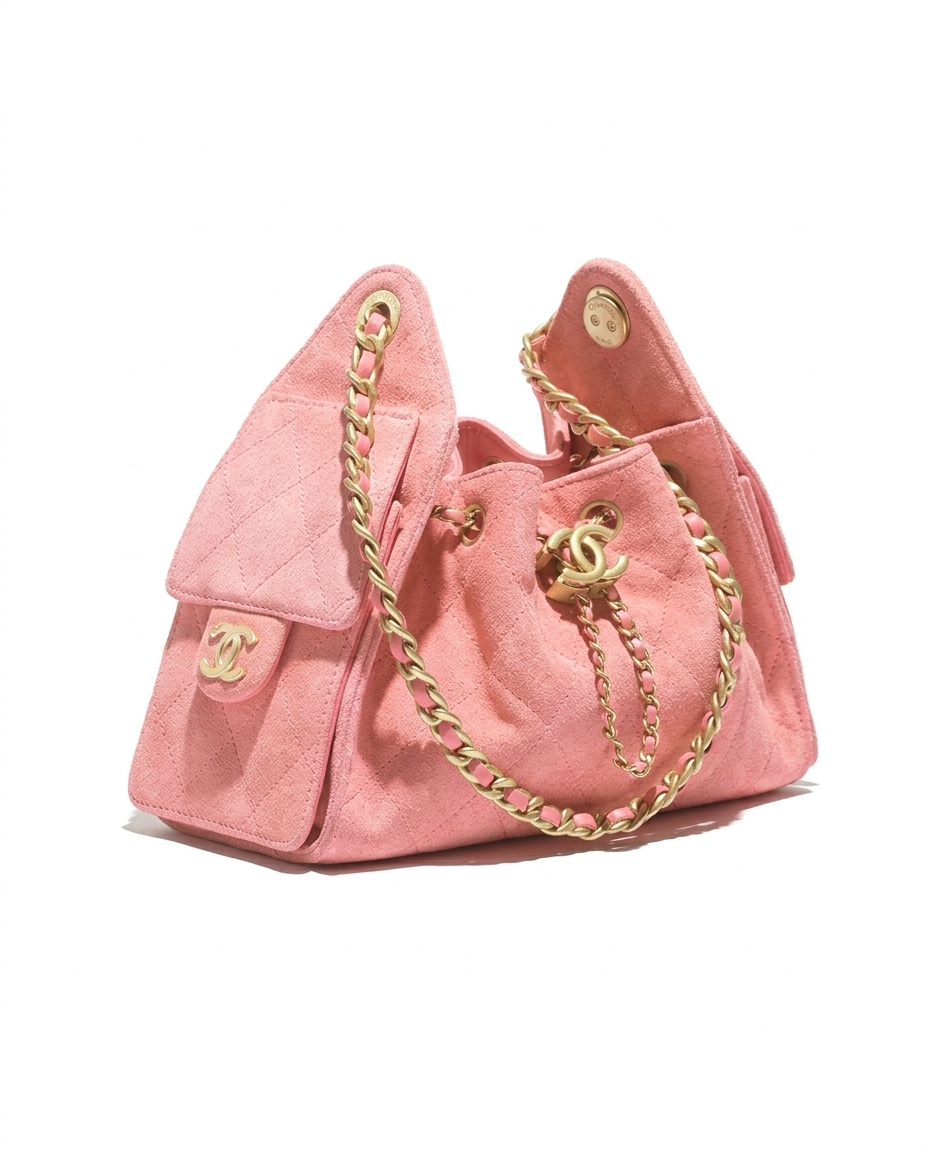 Chanel 25 Mini Handbag Suede Calfskin & Gold-Tone Metal Pink