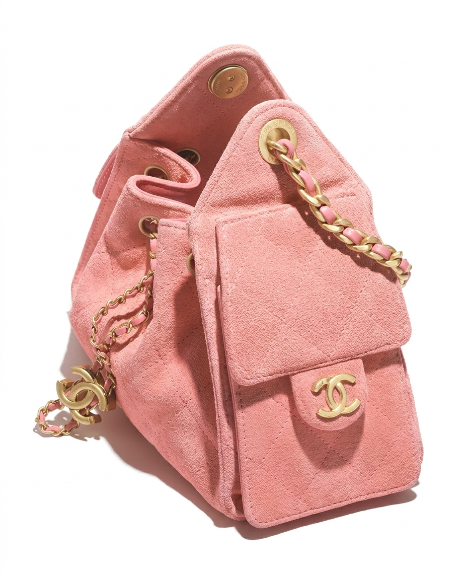 Chanel 25 Mini Handbag Suede Calfskin & Gold-Tone Metal Pink