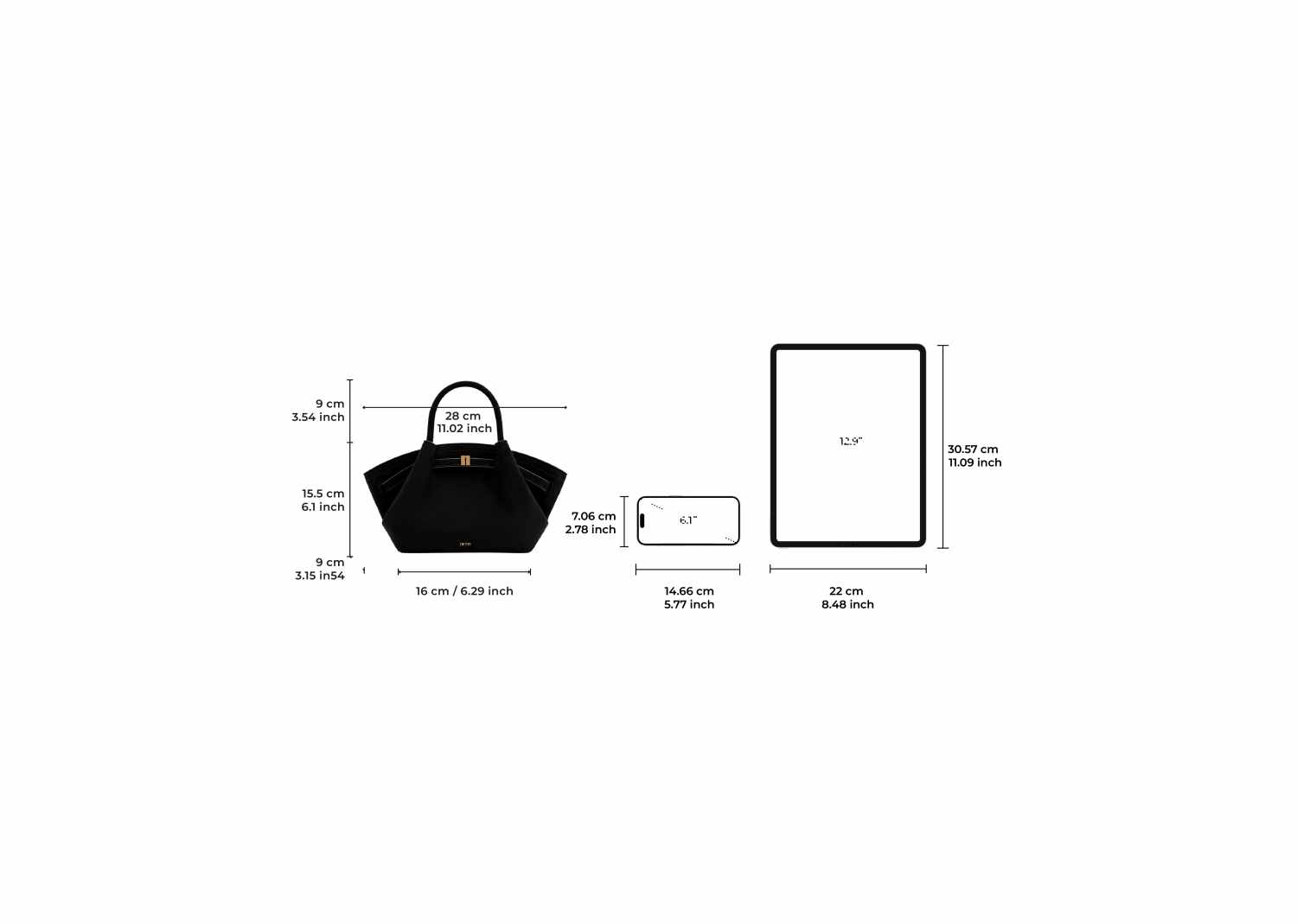 JW PEI Hana Mini Faux Suede Tote Bag Black 6
