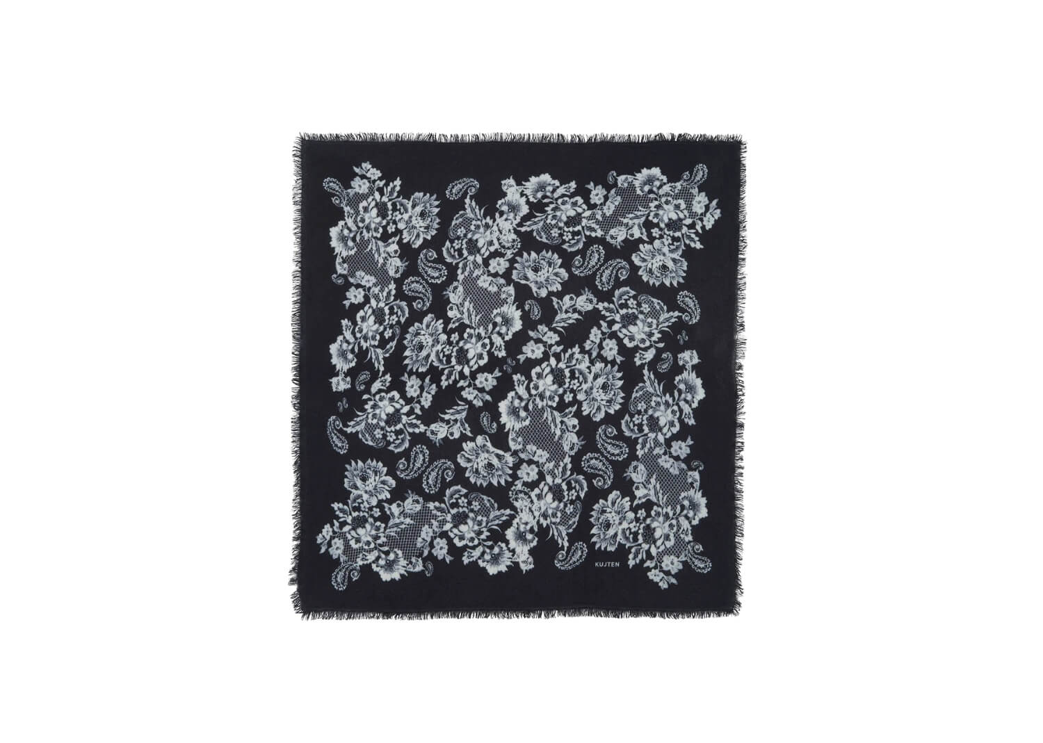 KUJTEN Large Bandana Hachiko Lace Noir / Blanc