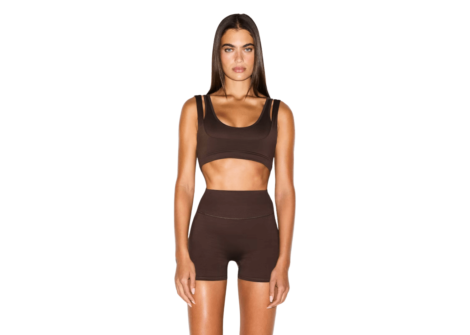 Nike x SKIMS Women’s Matte Double Strap Scoop Bra Dark Sepia 3