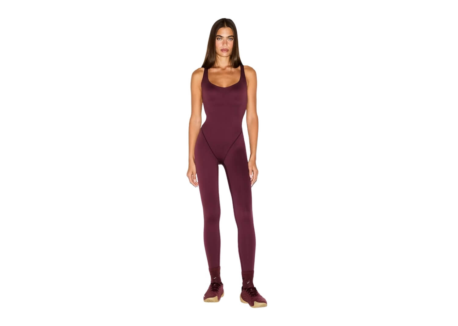 Nike x SKIMS Women’s Matte Racer Long Onesie Currant 2