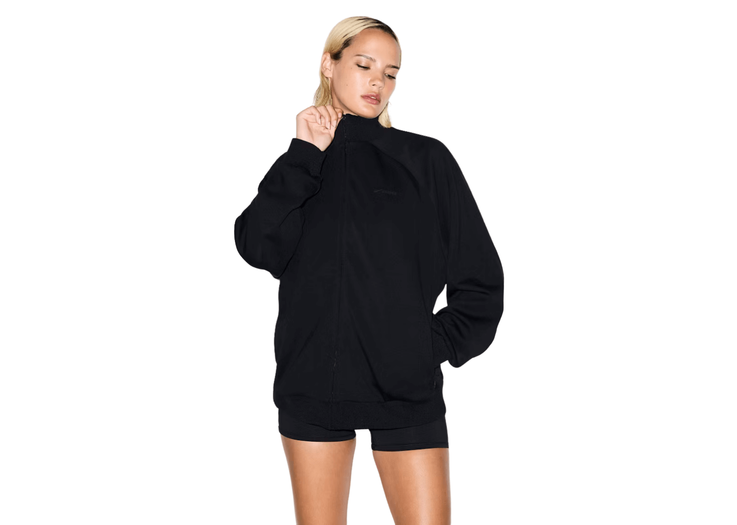 Nike x SKIMS Women’s Matte Tricot Oversized Track Jacket Obsidian 4