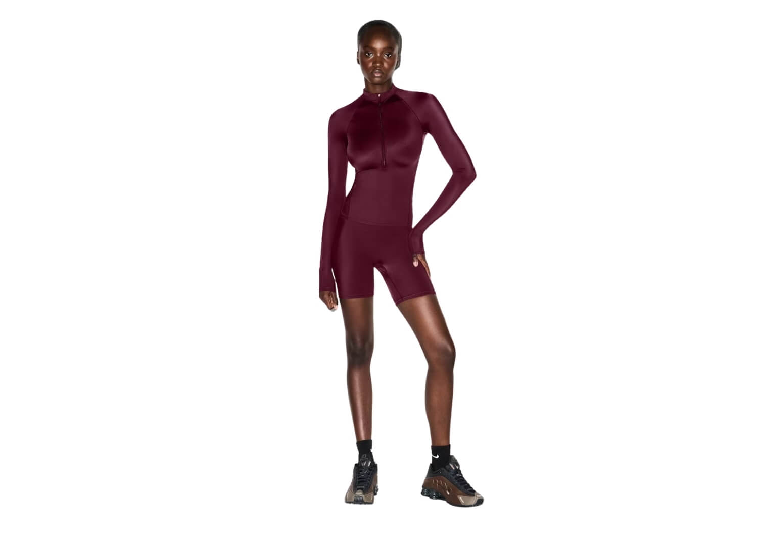 Nike x SKIMS Women’s Shine Bonded Waist 5″ Biker Short Currant 2