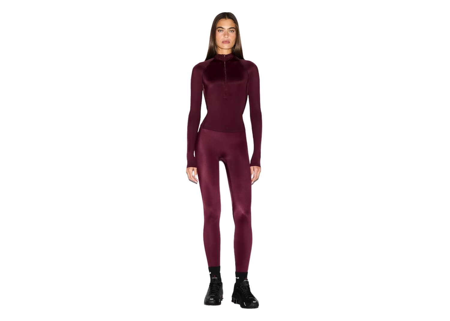 Nike x SKIMS Women’s Shine Long Sleeve Half Zip Top Currant 2
