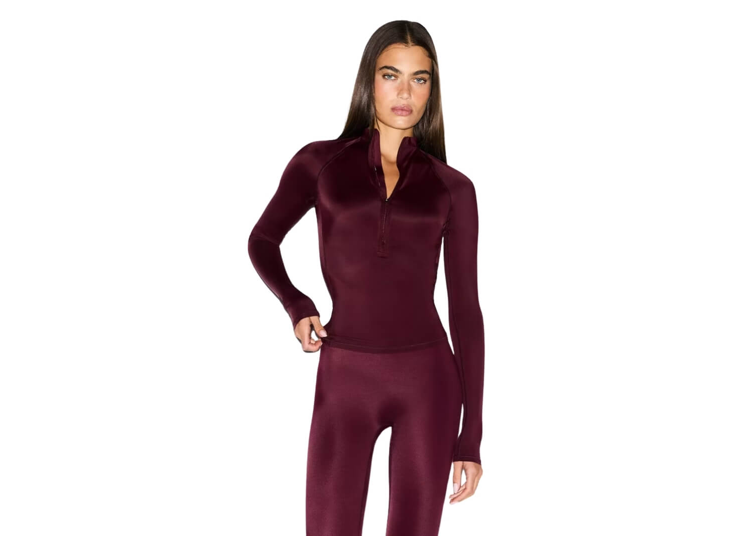 Nike x SKIMS Women’s Shine Long Sleeve Half Zip Top Currant 3