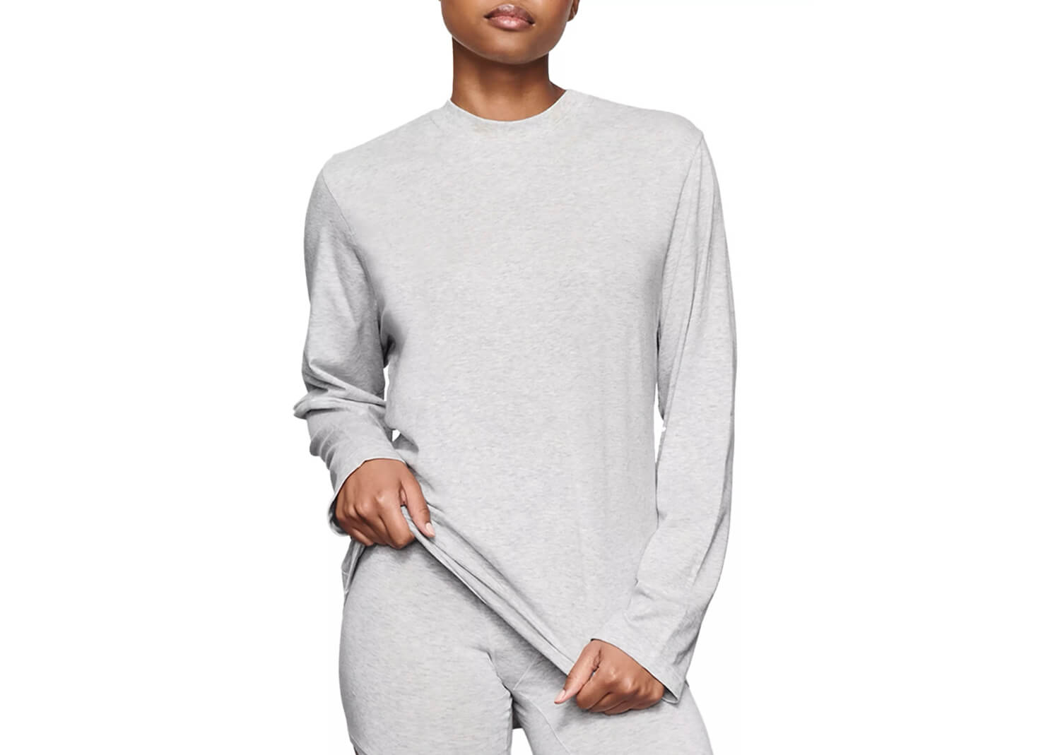 SKIMS Boyfriend Long Sleeve T Shirt Light Heather Grey 3