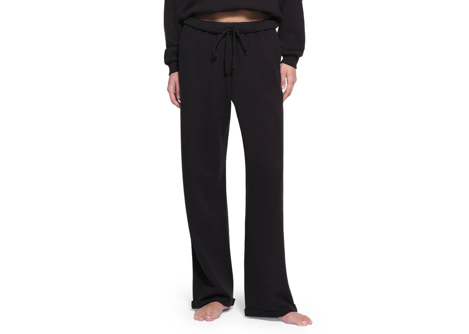 SKIMS Cotton Fleece Classic Straight Leg Pant Onyx 3