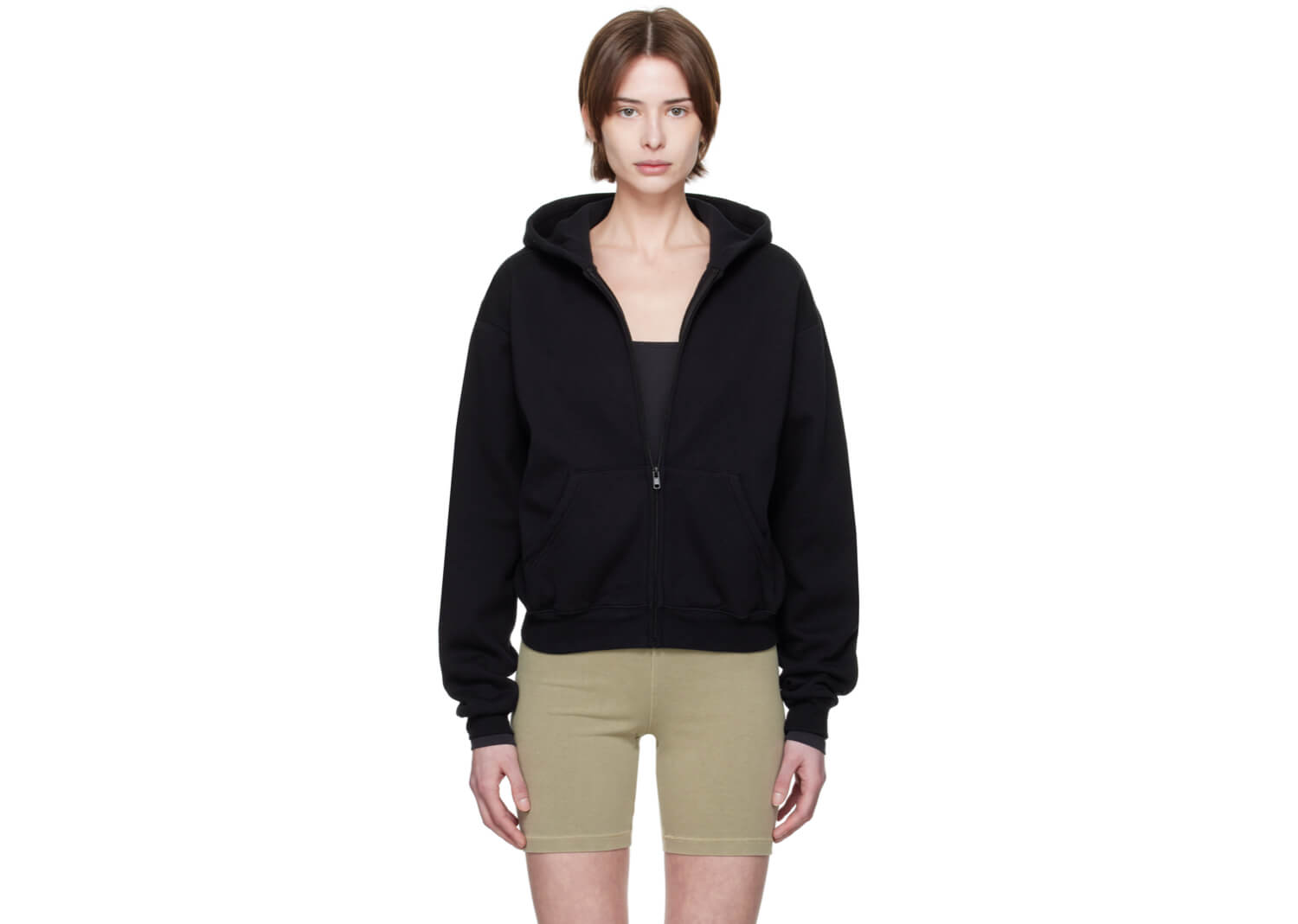 SKIMS Cotton Fleece Classic Zip Up Hoodie Onyx 3