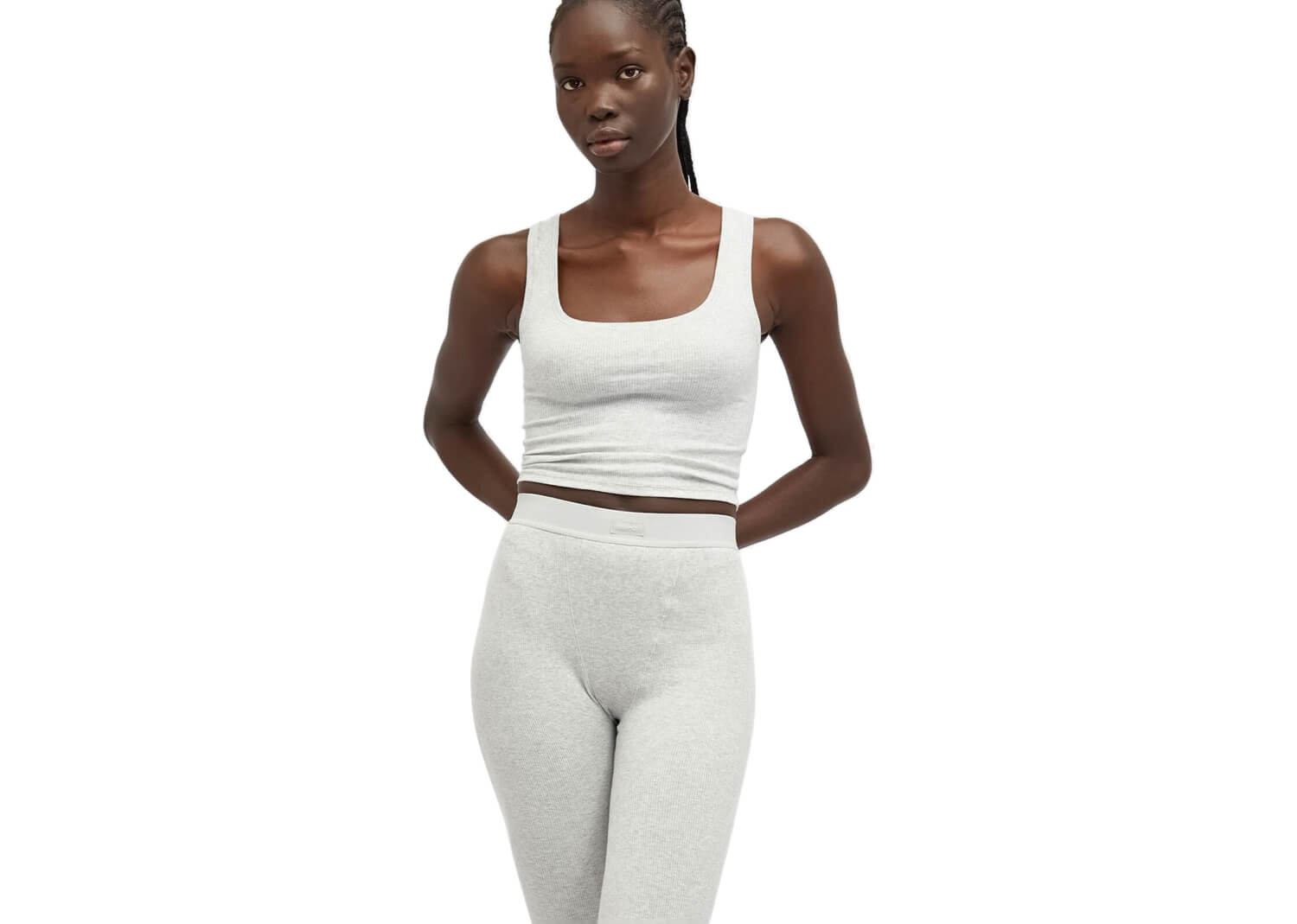 SKIMS Cotton Rib Tank Light Heather Grey 3