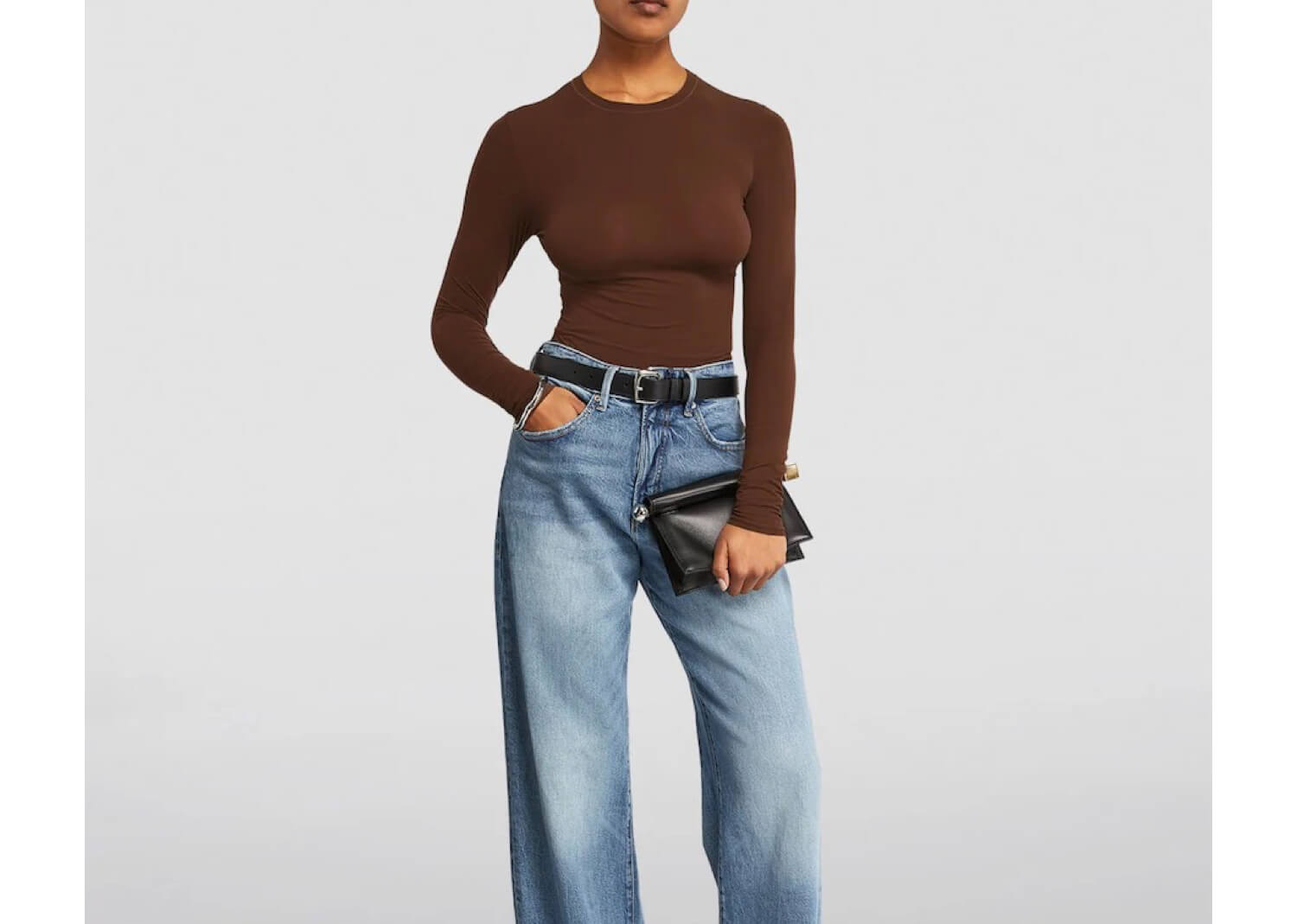 SKIMS Fits Everybody Long Sleeve T Shirt Cocoa 3