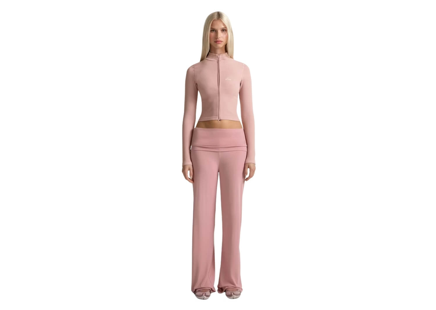 SKIMS NikeSKIMS Stretch Knit Foldover Wide Leg Pant Himalayan 2