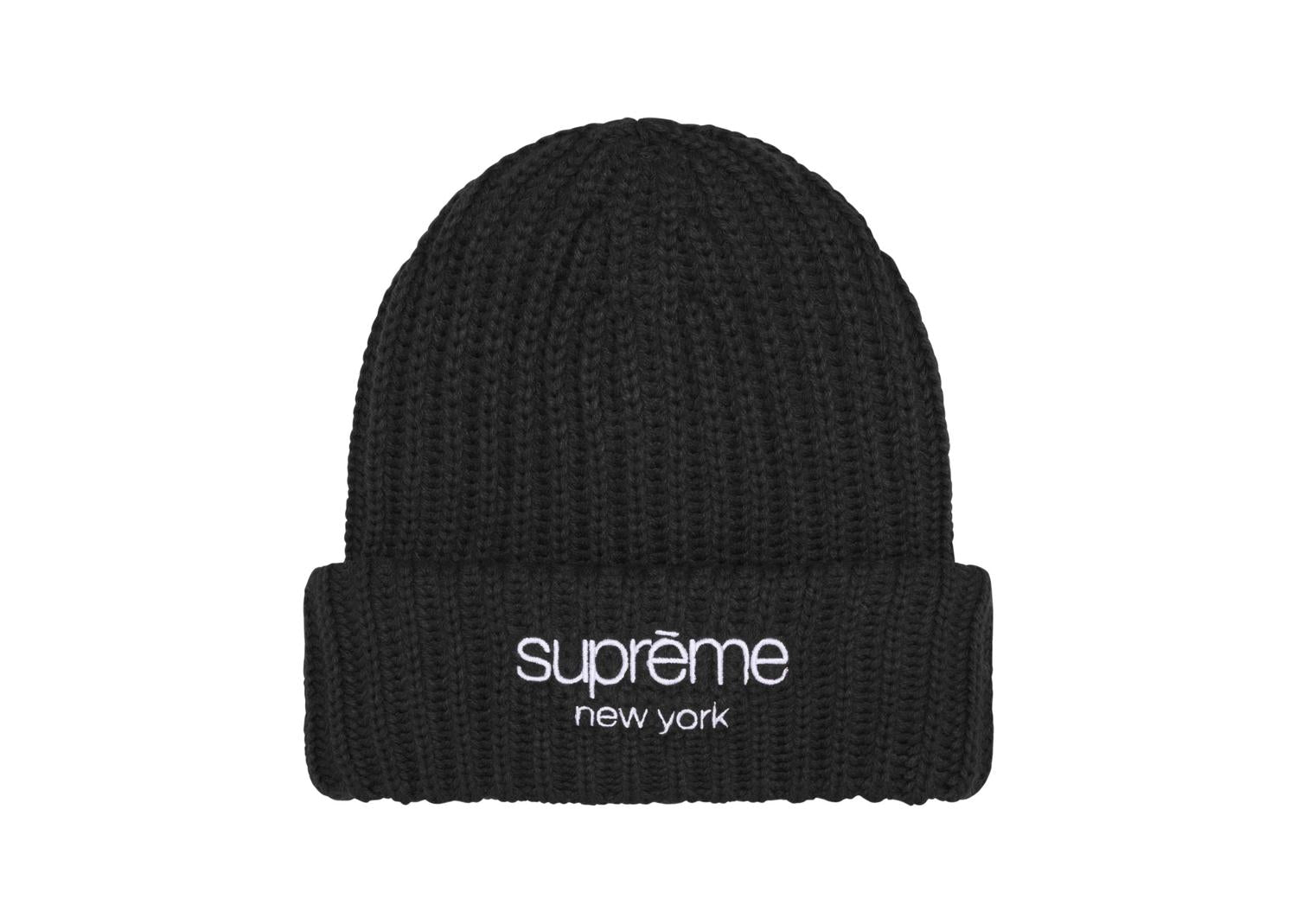 Supreme Chunky Rib Classic Logo Beanie Black