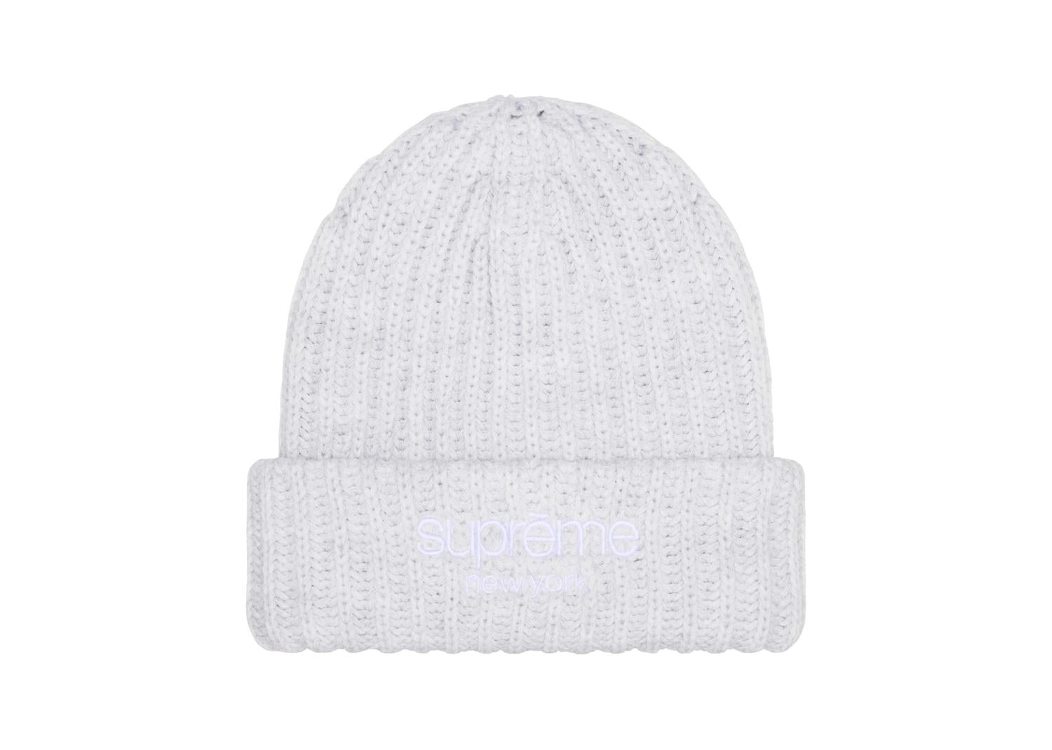 Supreme Chunky Rib Classic Logo Beanie White