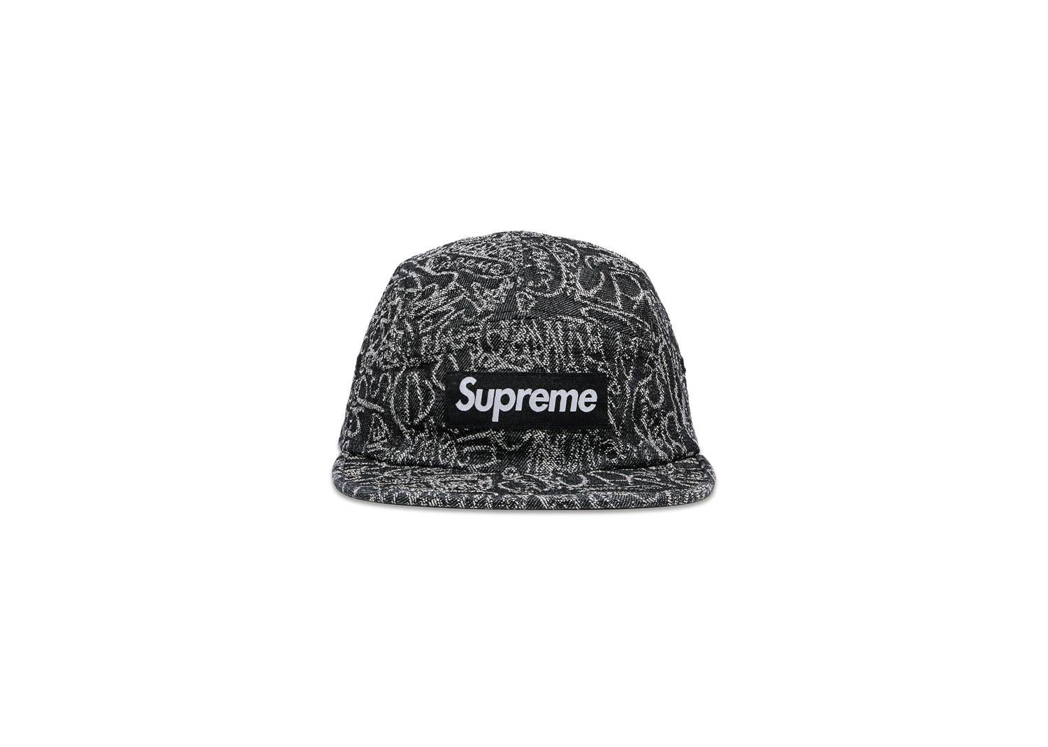 Supreme Handwriting Denim Camp Cap Black