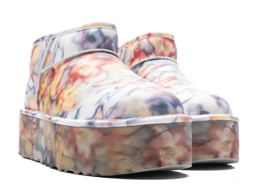 UGG Classic Ultra Mini Platform Boot Collina Strada Light Blue Floral 6