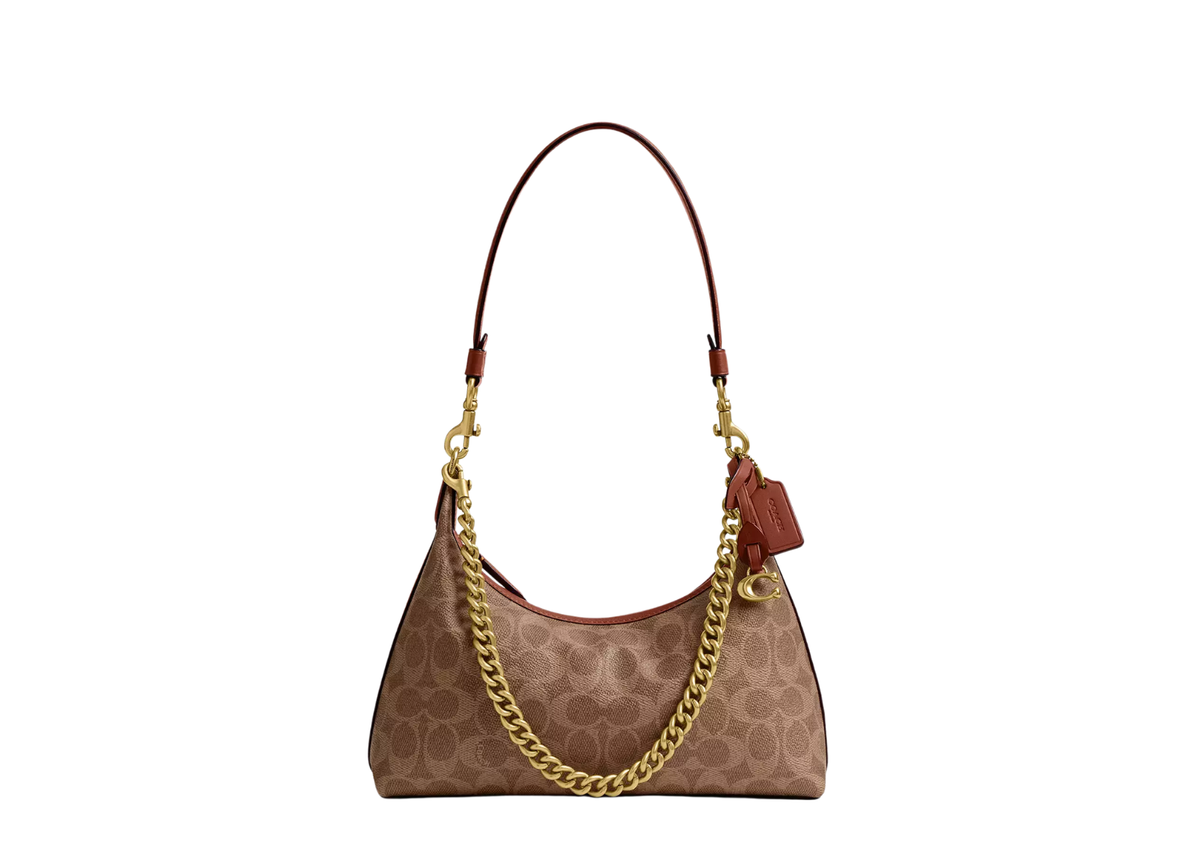 Coach Juliet Shoulder Bag 25 In Signature Canvas Brass/Tan Caramel