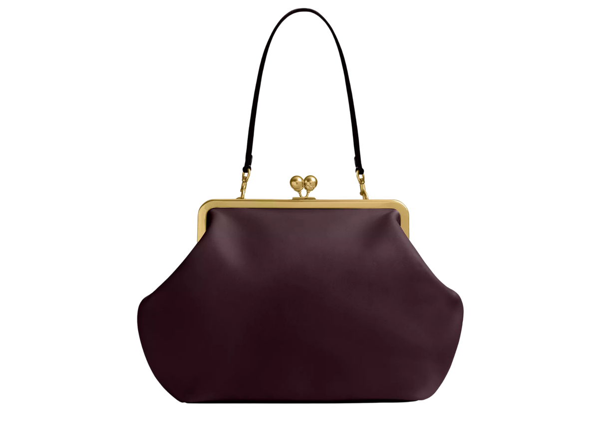 Coach Large Kisslock Frame Bag Brass/Black Currant