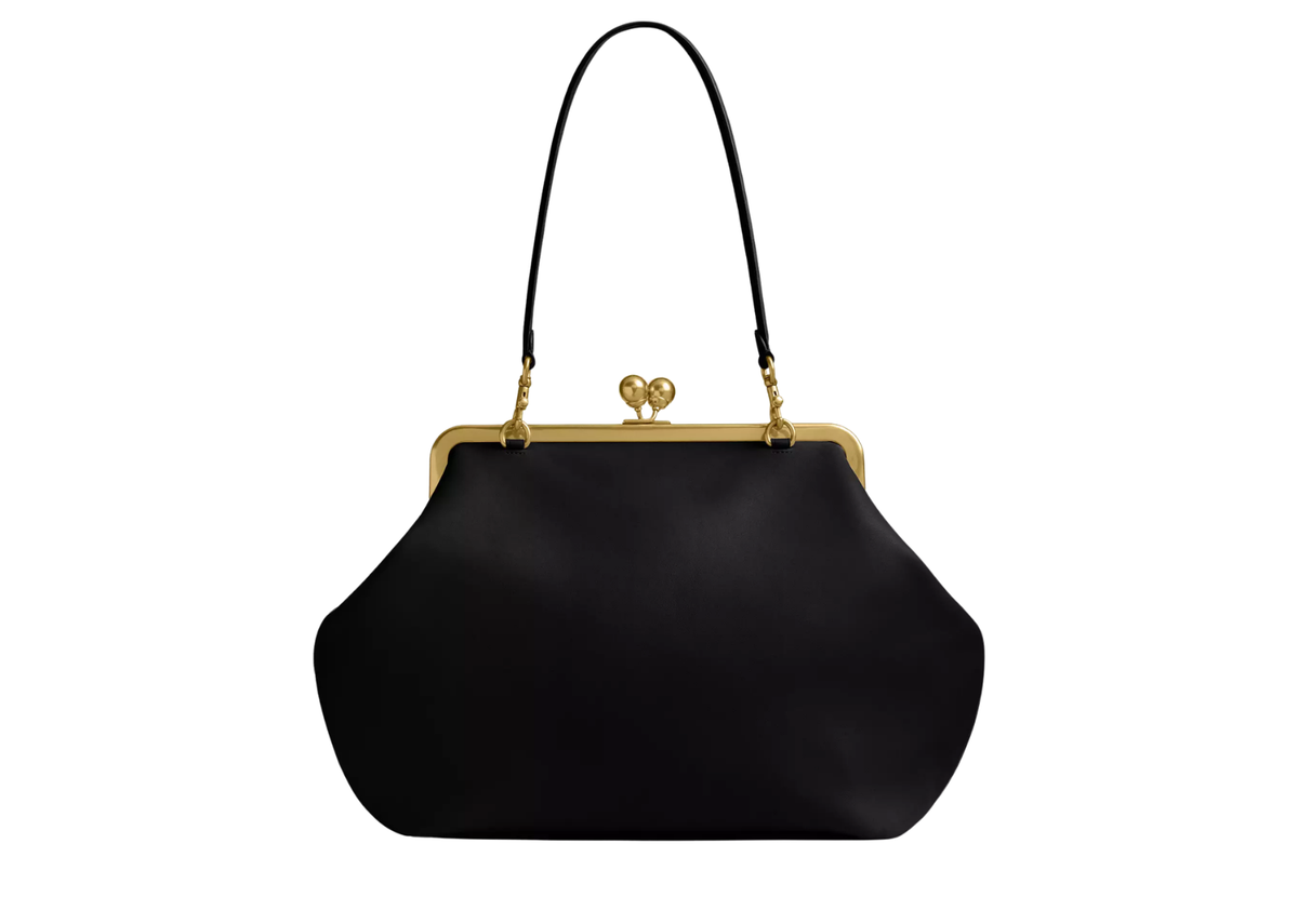 Coach Large Kisslock Frame Bag Brass/Black