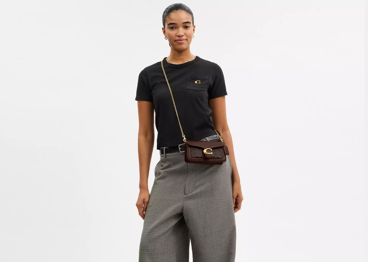 Coach Tabby Chain Crossbody Bag 19 In Signature Canvas Brass/Maple 3