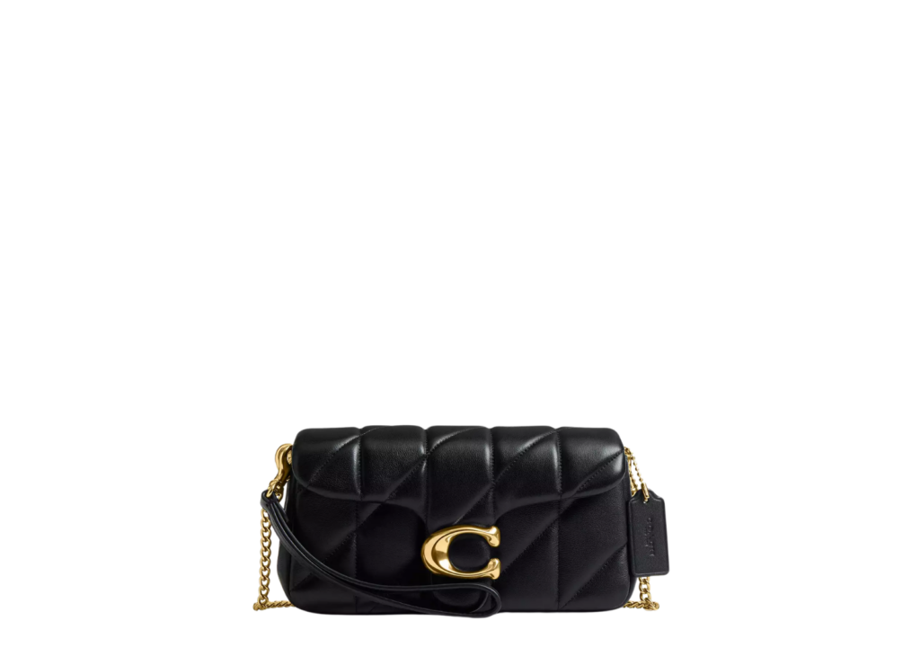 Coach Tabby Chain Crossbody Bag 19 With Quilting Brass/Black 4