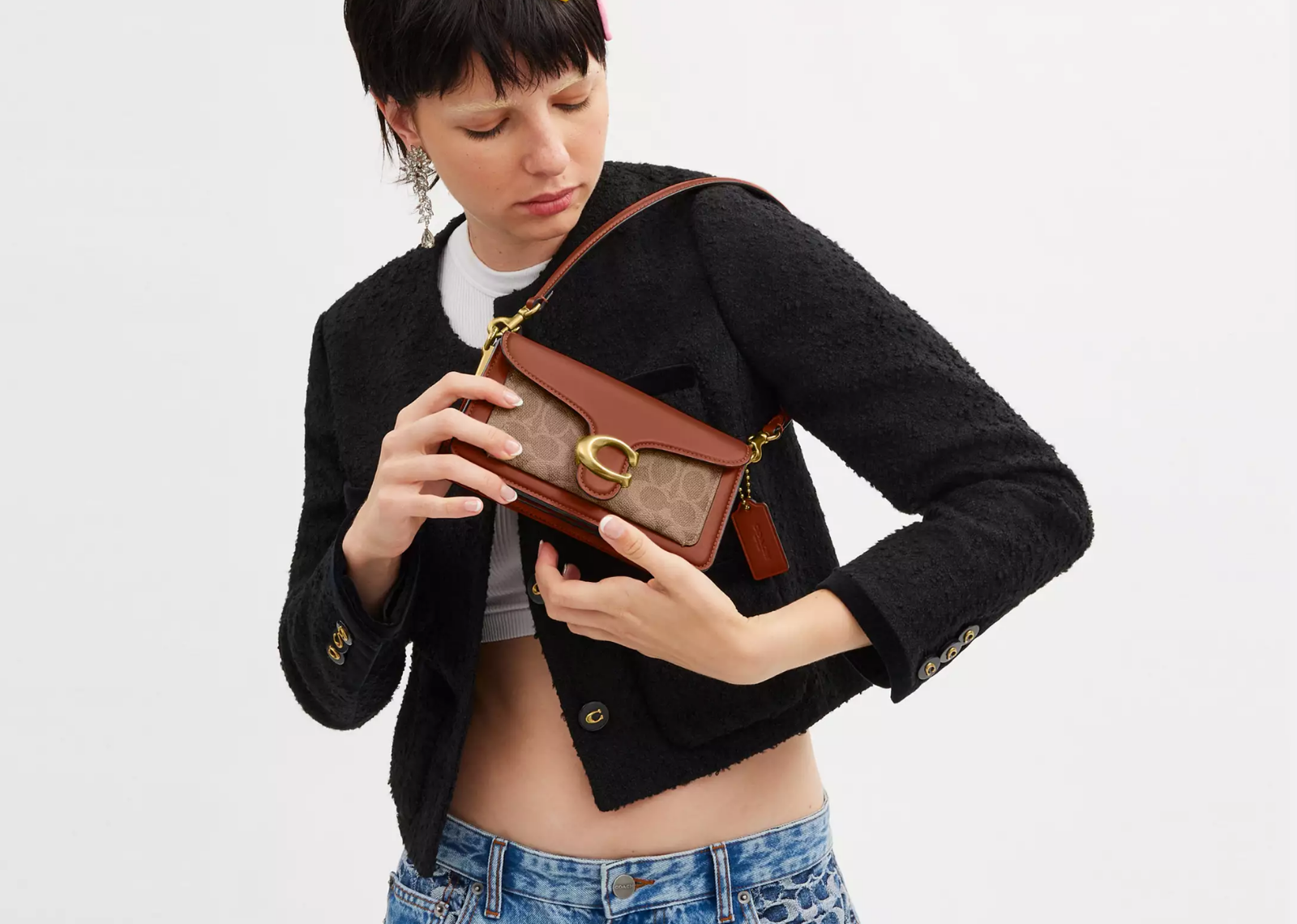 Coach Tabby Shoulder Bag 20 In Signature Canvas Brass/Tan Caramel 3