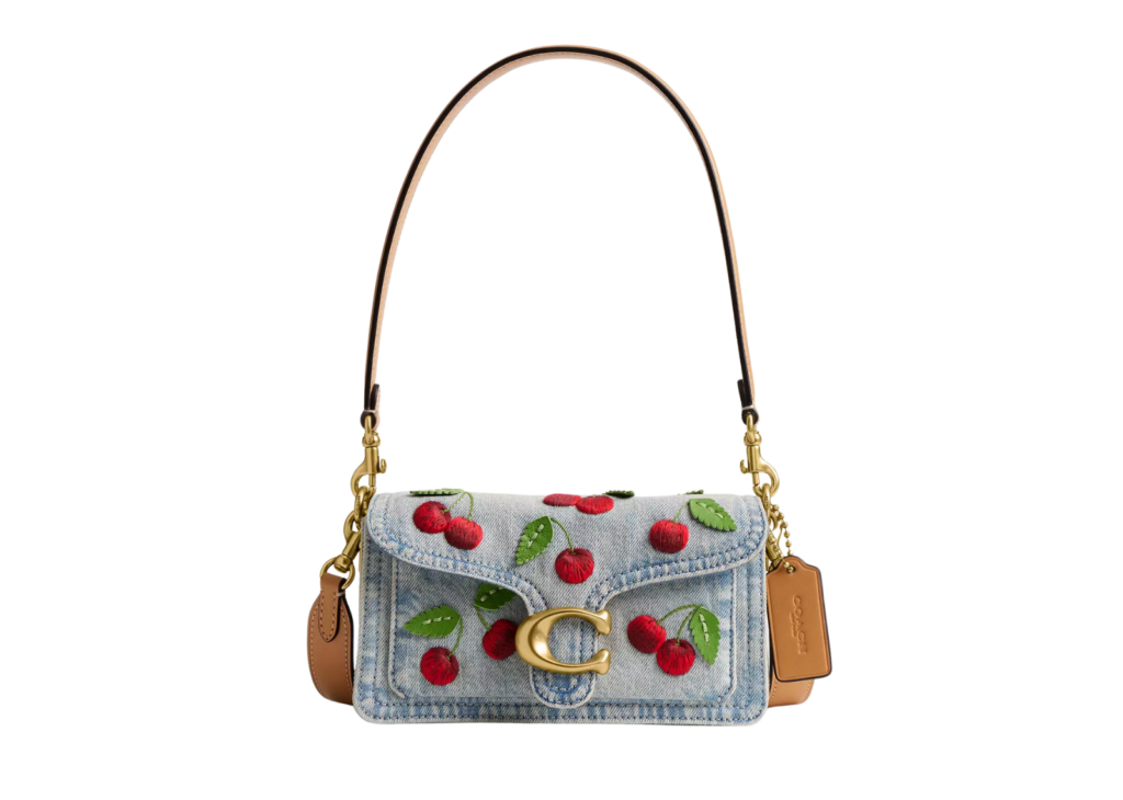 Coach Tabby Shoulder Bag 20 With Cherry Embroidery Brass/Denim 4