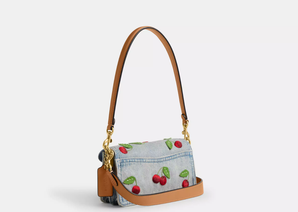 Coach Tabby Shoulder Bag 20 With Cherry Embroidery Brass/Denim 5