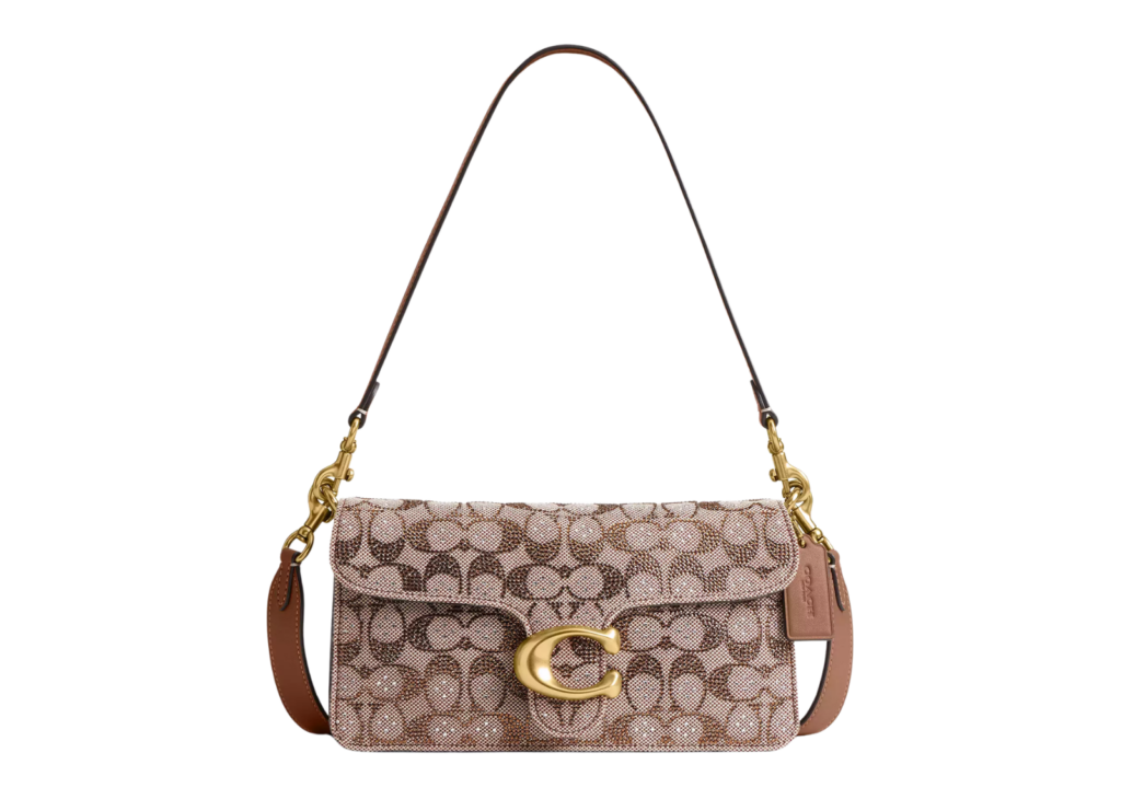 Coach Tabby Shoulder Bag 26 Crystal Signature Jacquard Brass/Mushroom 6