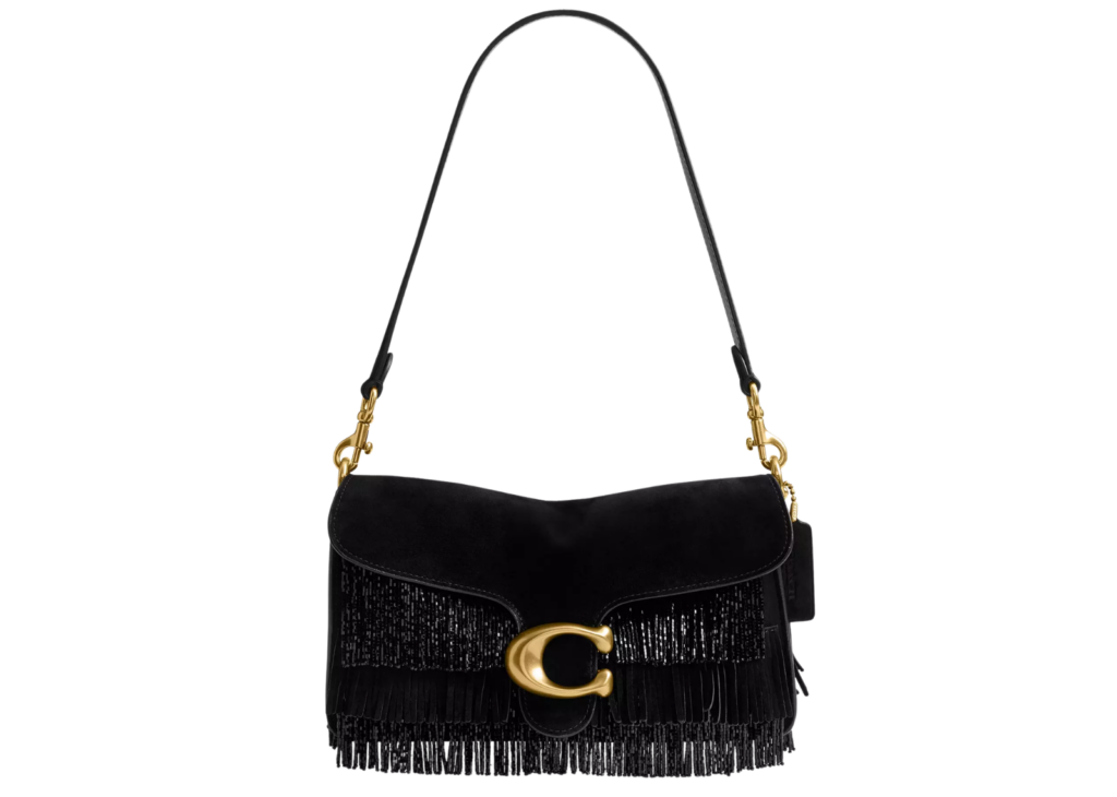 Coach Tabby Shoulder Bag 26 With Crystal Beaded Fringe Brass/Black 4