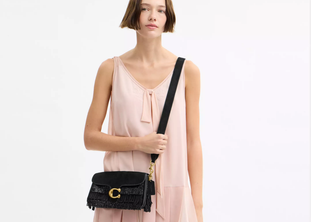 Coach Tabby Shoulder Bag 26 With Crystal Beaded Fringe Brass/Black 6
