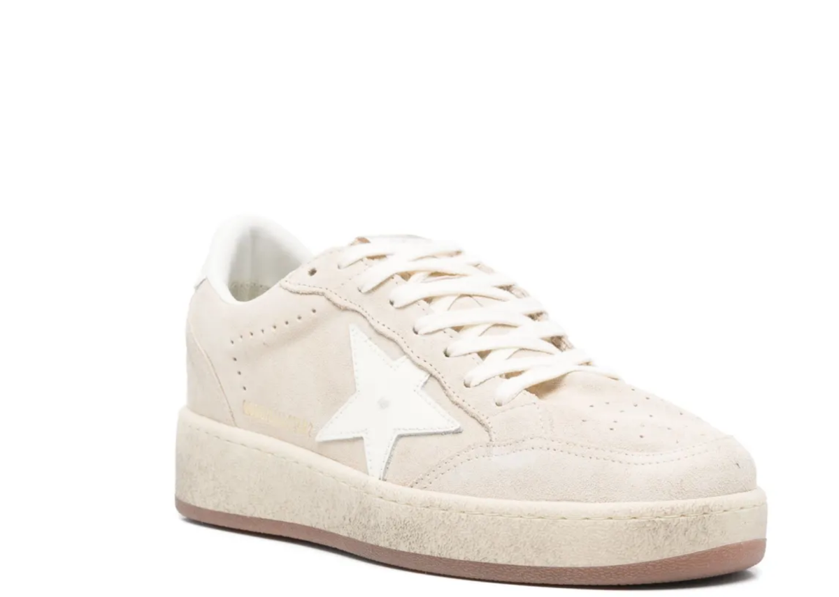 Golden Goose Ball Star Beige Suede White Leather Star Beige Heel Tab (W) 2