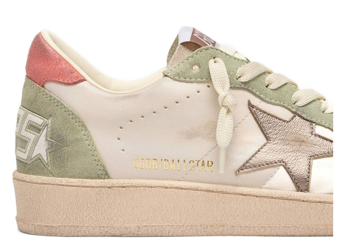 Golden Goose Ball Star Butter Leather Sage Green Suede Coral Heel Tab (W) 4