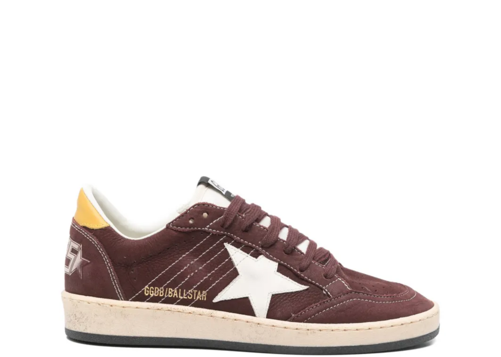 Golden Goose Ball Star Chocolate Nubuck White Leather Star Honey Heel Tab (W)