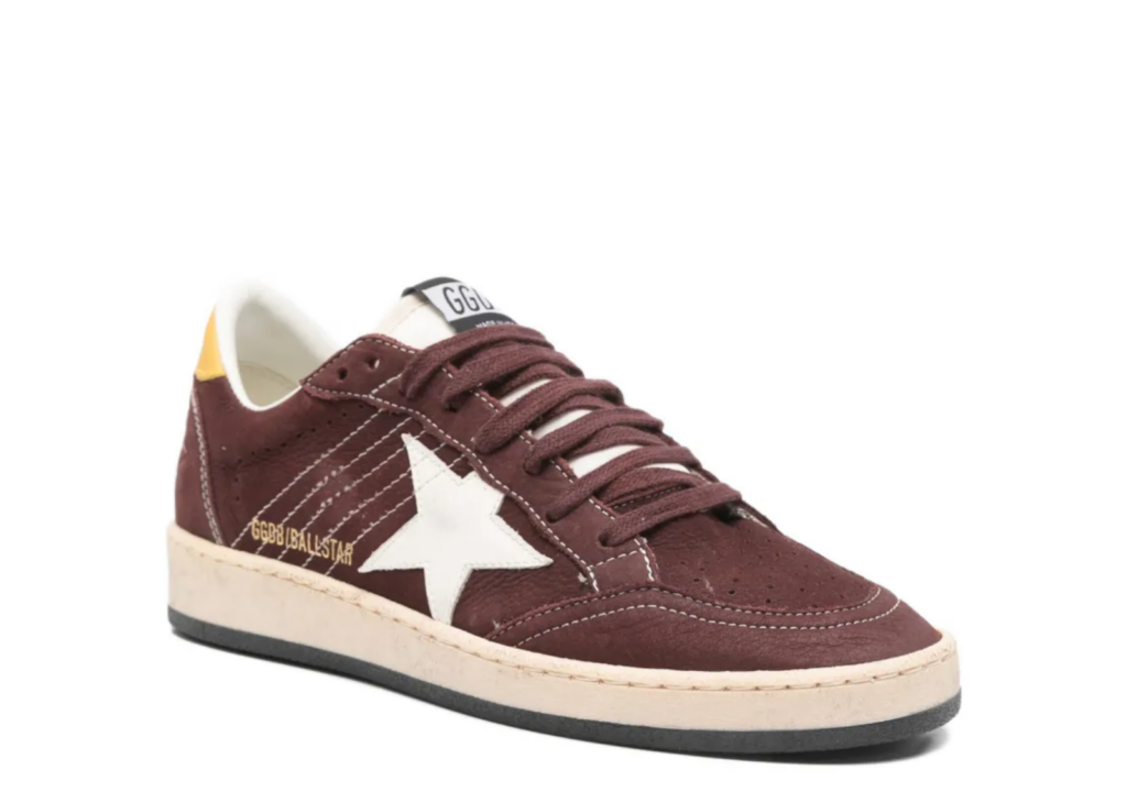 Golden Goose Ball Star Chocolate Nubuck White Leather Star Honey Heel Tab (W) 5